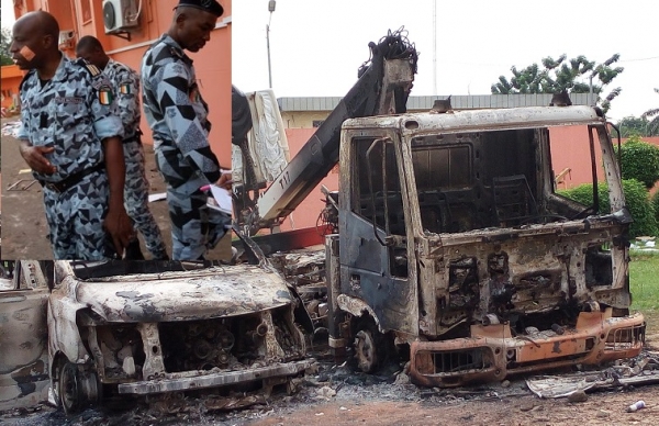 Des policiers de Daloa blessés et des véhicules de la CIE incendiés (Photo AIP)