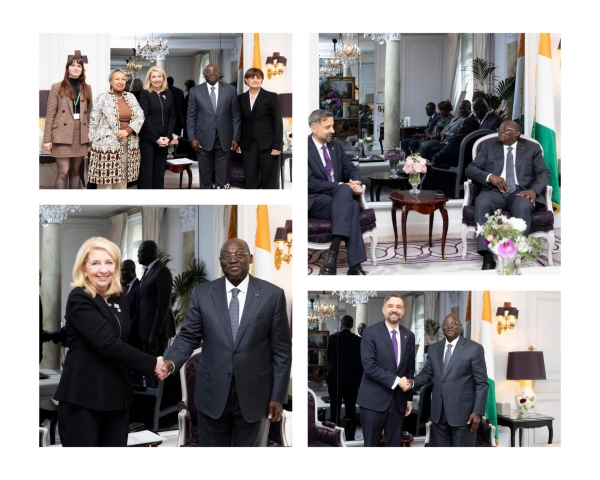 Côte d&#039;Ivoire-Sommet &quot;Nutrition for Growth&quot;:  Tiemoko Meyliet Koné échange avec des responsables de la FIDA, de l&#039;UNICEF et de TV5MONDE