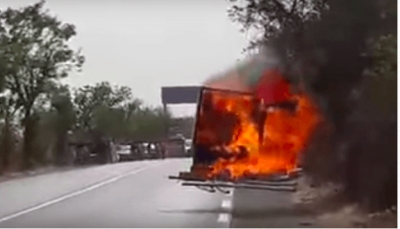 Un camion en feu (Image d'archives &agrave; titre d'illustration), DR