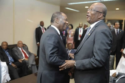 Les président ivoirien Alassane Ouattara et burkinabé Roche Kaboré