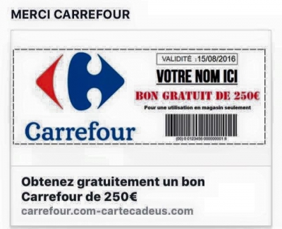 fac simile du faux bon d&#039;achat de carrefour qui circule depuis peu sur la toile en Côte d&#039;Ivoire
