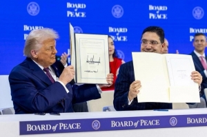 Conseil de Paix : Nasser Bourita officialise l&rsquo;adh&eacute;sion du Maroc par la signature de la Charte constitutive &agrave; Davos