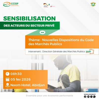 C&ocirc;te d'Ivoire : les acteurs du secteur priv&eacute; se forment sur les nouvelles dispositions du code des march&eacute;s publics
