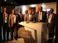 Le ministre du Tourisme, Siandou Fofana, au stand de la Côte d&#039;Ivoire à la 5ème édition du Forum international Afrique développement, le 17 mars 2107 à Casablanca (Maroc)